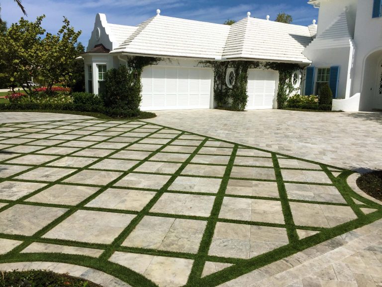 A residential turf strip project completed by Southwest Greens of Florida